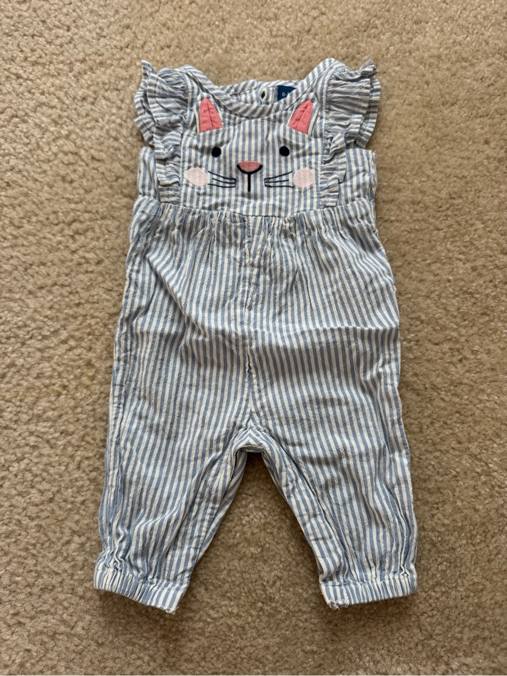 Baby Striped Bunny Outfit - Blue & White